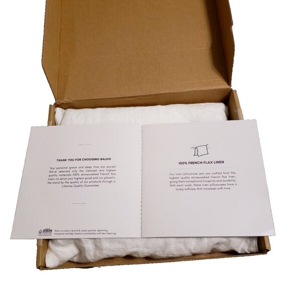 Baloo 100% natural French Flax Linen pair standard pillowcases (2 sets avl) NIB - Picture 4 of 7